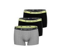 TOM TAILOR Herren Trunks, 3er Pack - Hip Pants, Unterwäsche, Unterhose, Baumwolle, Logo, einfarbig Grau/Schwarz S