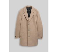 Wollmantel TOM TAILOR, Damen, Gr. XL, mid beige, Web, Obermaterial: 80% Polyester, 20% Wolle. Futter: 100% Polyester, unifarben, normal ca. Mitte Oberschenkel, V-Ausschnitt, abgesteppte Kante, Mäntel,