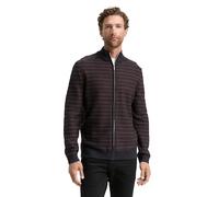 TOM TAILOR Herren1048711 Strickjacke mit Reißverschluss, 39195 - Dark Brown Navy Stripe, XL