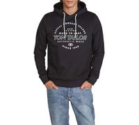 TOM TAILOR Hoodie Herren Regular Fit Kapuzenpullover Pullover Print Schwarz,Größe:S, Farbe:Almost Black (10916)