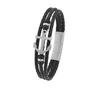 Tom Tailor Identarmband für Herren, Edelstahl, 20+1,5 cm, schwarz, Anker-Anhänger, Geschenkidee, Armschmuck, Herrenschmuck, 2100696