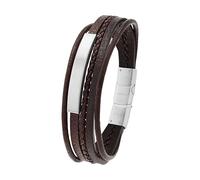 Tom Tailor Identarmband für Herren, Edelstahl und Leder, 20+1,5 cm, braun, Geschenkidee, Armschmuck, Herrenschmuck, 2100695
