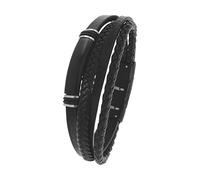 Tom Tailor Identarmband für Herren, Edelstahl und Leder und Kautschuk, 20+1,5 cm, schwarz, Geschenkidee, Armschmuck, Herrenschmuck, 2100691