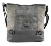 Hobo TOM TAILOR "Juna", Damen, Gr. B/H/T: 33cm x 28cm x 12,5cm, grau, Polyurethan, gepflegt, kontrastfarbene Details, mehrfarbig, Taschen Hobo, aus soft genarbtem ledrigen Material mit glänzenden Meta