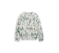 TOM TAILOR Jungen 1047301 Kinder Oversize Sweatshirt mit Allover-Print, 38371-Leaf Green Big Wording Design, 176