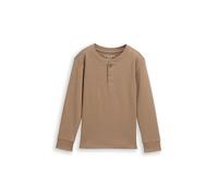TOM TAILOR Jungen 1049479 Kinder Henley Langarmshirt Mit Waffelstruktur, 36516 - Taupe Grey, 116-122 EU