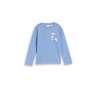 Langarmshirt TOM TAILOR, Jungen, Gr. 116/122, blau (light blau), Single Jersey, Obermaterial: 100% Baumwolle, bedruckt, regular fit hüftbedeckend, Rundhals, abgesteppte Kante, Shirts Langarmshirt, mit