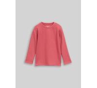 Langarmshirt TOM TAILOR, Jungen, Gr. 104/110, berry rot, Single Jersey, Obermaterial: 78% Baumwolle, 18% Polyester, 4% Elasthan, unifarben, regular fit hüftbedeckend, Rundhals, abgesteppte Kante, Shir