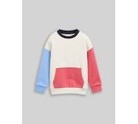 Sweater TOM TAILOR, Jungen, Gr. 104/110, bunt (grauish weiß), Sweatware, Obermaterial: 70% Baumwolle, 30% Polyester, oversize hüftbedeckend, Rundhals, Bündchen, Sweatshirts Sweater, im Colorblocking-S