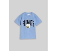 Print-Shirt TOM TAILOR, Jungen, Gr. 92/98, blau (light blau), Single Jersey, Obermaterial: 100% Baumwolle, bedruckt, oversize hüftbedeckend, Rundhals, abgesteppte Kante, Shirts, Sommershirt mit Peanut
