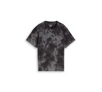 Rundhalsshirt TOM TAILOR, Jungen, Gr. 152, grau (dunkelgrau tie dye), Jersey, Obermaterial: 100% Baumwolle, normal hüftbedeckend, Rundhals, abgesteppte Kante, Shirts Rundhalsshirt, Sommershirt mit Bat