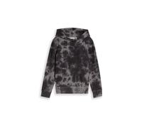 Kapuzensweatshirt TOM TAILOR, Jungen, Gr. 152, grau (dunkelgrau tie dye), Sweatware, Obermaterial: 100% Baumwolle, normal hüftbedeckend, Rundhals, Flachstrickbündchen, Sweatshirts, mit Batik-Muster, f