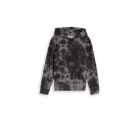 Kapuzensweatshirt TOM TAILOR, Jungen, Gr. 176, grau (dunkelgrau tie dye), Sweatware, Obermaterial: 100% Baumwolle, normal hüftbedeckend, Rundhals, Flachstrickbündchen, Sweatshirts, mit Batik-Muster, f