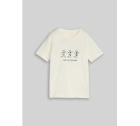 TOM TAILOR Jungen T-Shirt mit Fußball-Print, weiß, Uni, Gr. 128/134