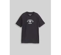 Kurzarmshirt TOM TAILOR, Jungen, Gr. 140, schwarz (coal grau), Single Jersey, Obermaterial: 100% Baumwolle, bedruckt, regular fit hüftlang, Rundhals, abgesteppte Kante, Shirts, Sommershirt mit Print/f
