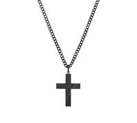 Tom Tailor Kette mit Anhänger für Herren, Edelstahl, 50+5 cm, schwarz, Kreuz-Anhänger, Geschenkidee, Halsschmuck, Herrenschmuck, 2100637