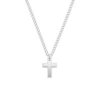 Tom Tailor Kette mit Anhänger für Herren, Edelstahl, 50+5 cm, silber, Kreuz-Anhänger, Geschenkidee, Halsschmuck, Herrenschmuck, 2100636