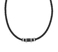 Tom Tailor Kette mit Anhänger für Herren, Edelstahl und Carbon und Holz und Leder, 47+5 cm, silber, Geschenkidee, Halsschmuck, Herrenschmuck, 2100700