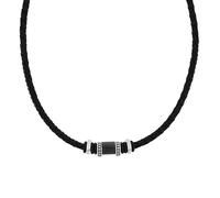 Tom Tailor Kette mit Anhänger für Herren, Edelstahl und Carbon und Holz und Leder, 47+5 cm, silber, Geschenkidee, Halsschmuck, Herrenschmuck, 2100700