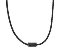 Kette mit Anhänger TOM TAILOR "Schmuck Geschenk Edelstahl Leder Kautschuk", grau, schwarz, Halsketten, Jungen, Edelstahl Kautschuk Leder, L: 43 B: 3mm, Edelstahl, Kautschuk, Leder, B:3mm (65554645-0)