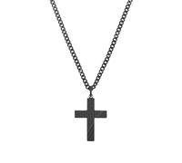 Tom Tailor Kette mit Anhänger für Herren, Edelstahl, 50+5 cm, schwarz, Kreuz-Anhänger, Geschenkidee, Halsschmuck, Herrenschmuck, 2100637