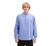Denim Tom Tailor - Relaxed Fit Tunika Hemd mit Leinenanteil royal blue chambray - Gr. - L