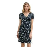 Tom Tailor - Kleid mit Raffungen navy green dots - Gr. - 42