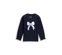 Langarmshirt TOM TAILOR, Mädchen, Gr. 92/98, sky captain blau, Single Jersey, Obermaterial: 100% Baumwolle, bedruckt, regular fit normal, Rundhals, Volant, Shirts Langarmshirt, mit Wendepailletten (69