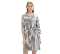 Hemdblusenkleid TOM TAILOR Gr. 42, N-Gr, offwhite navy Damen Kleider Freizeitkleider mit Schnürung (82618056-42)