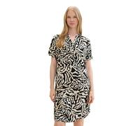 TOM TAILOR Damen Basic Kurzarm-Kleid mit Allover Print, black cut palmtree design, 36