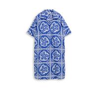 Tom Tailor - Kleid mit Polokragen und Leinenanteil blue flower tile design - Gr. - 42