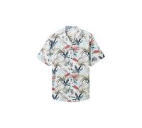 Tom Tailor - Kurzarmhemd mit Allover Print white tropical leaf design - Gr. - L