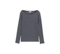Langarmshirt TOM TAILOR, Damen, Gr. XXXL, navy sanftes weiß tee stripe, Obermaterial: 97% Baumwolle, 3% Elasthan, gestreift, casual, regular fit taillenbedeckt, U-Boot-Ausschnitt, Langarm gerader Absc