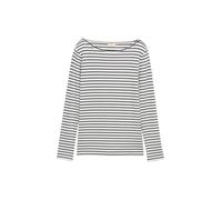 Langarmshirt TOM TAILOR, Damen, Gr. S, sanftes weiß navy tee stripe, Obermaterial: 97% Baumwolle, 3% Elasthan, gestreift, casual, regular fit taillenbedeckt, U-Boot-Ausschnitt, Langarm gerader Abschlu