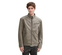 Tom Tailor Regular Fit Jacke in Lederoptik aus reiner Viskose mit gesteppter Schulterpasse in Graphit, Größe XXL