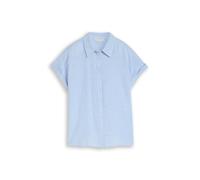Hemdbluse TOM TAILOR, Damen, Gr. 34, fjord blau irregular stripe, Web, Obermaterial: 55% Lyocell, 45% Viskose, gestreift, regular fit normal, ohne Ausschnitt, Blusen Hemdbluse, mit Knopfleiste (979410