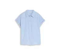 Hemdbluse TOM TAILOR, Damen, Gr. 42, fjord blau irregular stripe, Web, Obermaterial: 55% Lyocell, 45% Viskose, gestreift, regular fit normal, ohne Ausschnitt, Blusen Hemdbluse, mit Knopfleiste (979410