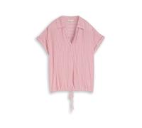 Klassische Bluse TOM TAILOR, Damen, Gr. 44, cozy pink weiß stripe, Web, Obermaterial: 100% Viskose, gestreift, regular fit normal, V-Ausschnitt, Blusen Bluse, mit Streifen Muster (36051409-44) cozy pi
