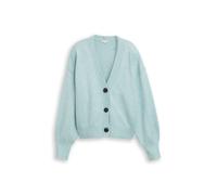 Cardigan TOM TAILOR, Damen, Gr. S, weiß moss melange, Strick, Obermaterial: 47% Polyester, 47% Viskose, 6% Polyamid, meliert, regular fit normal, V-Ausschnitt, Rippbündchen, Strickjacken, mit Rippbünd