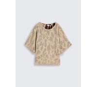 Tom Tailor - Loose Fit Strickpullover mit Leo-Muster 40895 beige melange - Gr. - XL