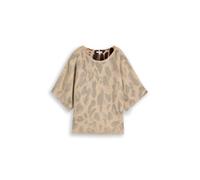 Tom Tailor - Loose Fit Strickpullover mit Leo-Muster beige melange brown leo print - Gr. - XS