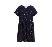 Minikleid TOM TAILOR, Mädchen, Gr. 116, N-Gr, dunkelblau pink butterfly, Jersey, Obermaterial: 93% Viskose, 7% Elasthan, bedruckt, casual, A-Linie mini, Rundhals, Kurzarm gerader Abschluss, Kleider, m