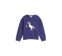 TOM TAILOR Mädchen 1047437 Kinder Cropped Sweatshirt mit Wendepailletten, 38338-Dark Blue Harbor, 116-122