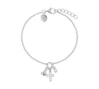 Silberarmband TOM TAILOR "Kreuz-Optik, Herz", silberfarben, weiß, weiß, Armbänder, Mädchen, 16cm, Silber 925 (Sterlingsilber), Silberarmband, mit Zirkonia (synth.) (29181931-0) silberfarben, weiß, wei