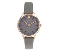 Tom Tailor Mädchen Armbanduhr 2100732 Roségold IP Kunstlederband grau