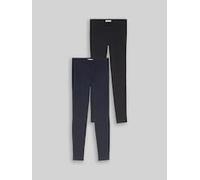 Leggings TOM TAILOR, Mädchen, Gr. 176, N-Gr, schwarz (heavy schwarz), Jersey, Obermaterial: 95% Baumwolle, 5% Elasthan, unifarben, körpernah lang, Hosen Leggings, 2er Pack Stretch-Leggins / für Kids (