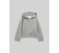 TOM TAILOR Mädchen Cropped Hoodie Sweatjacke in Glitzer-Optik, grau, Meliert, Gr. 116/122