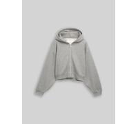 TOM TAILOR Mädchen Cropped Hoodie Sweatjacke in Glitzer-Optik, grau, Meliert, Gr. 128