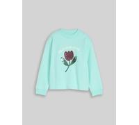 TOM TAILOR Mädchen Cropped Sweatshirt mit Wendepailletten, grün, Uni, Gr. 128/134