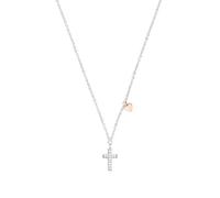 TOM TAILOR - Mädchen Halskette 925 Silber - Rosé vergoldet/Golden - mit Zirkonia Stein - Herz Kreuz Anhänger - TT-N0028